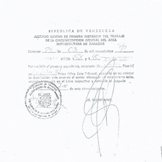 Juzgado 1ra Instancia del Trabajo Caracas 1999