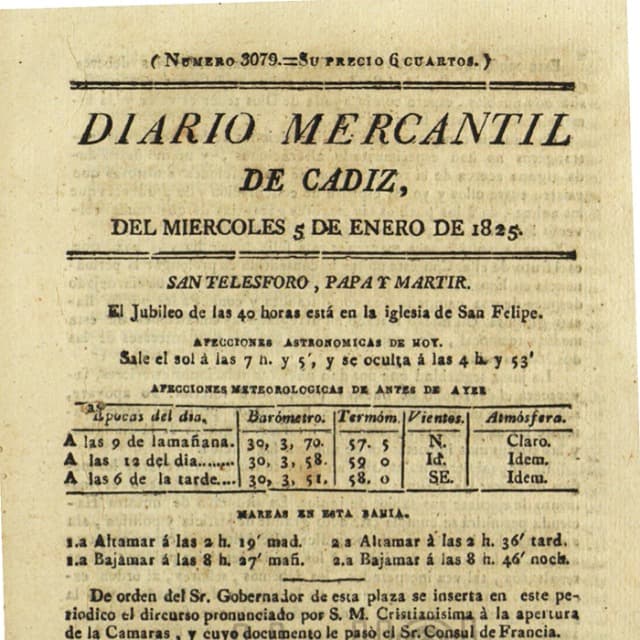 Diario Mercantil de Cádiz  - 5 Enero 1825 N°3079