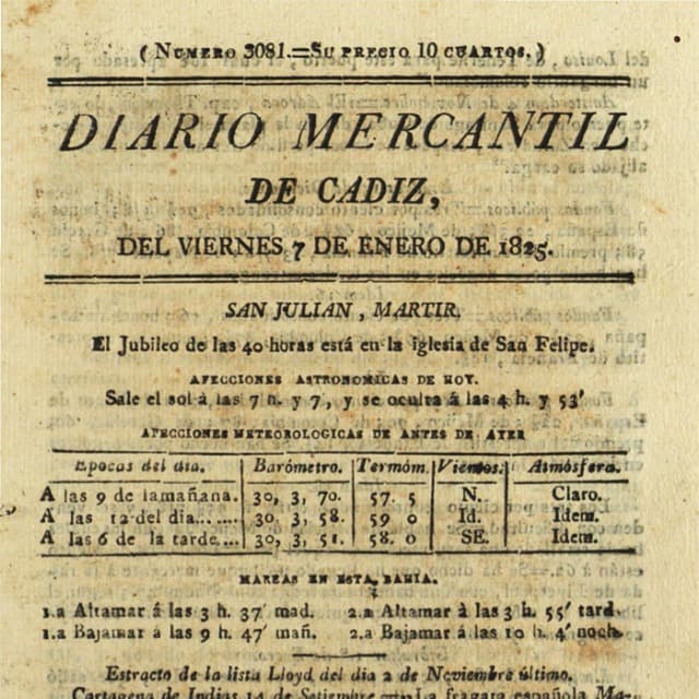 Diario Mercantil de Cádiz  - 7 Enero 1825 N°3081