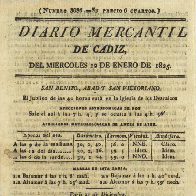 Diario Mercantil de Cádiz  - 12 Enero 1825 N°3086