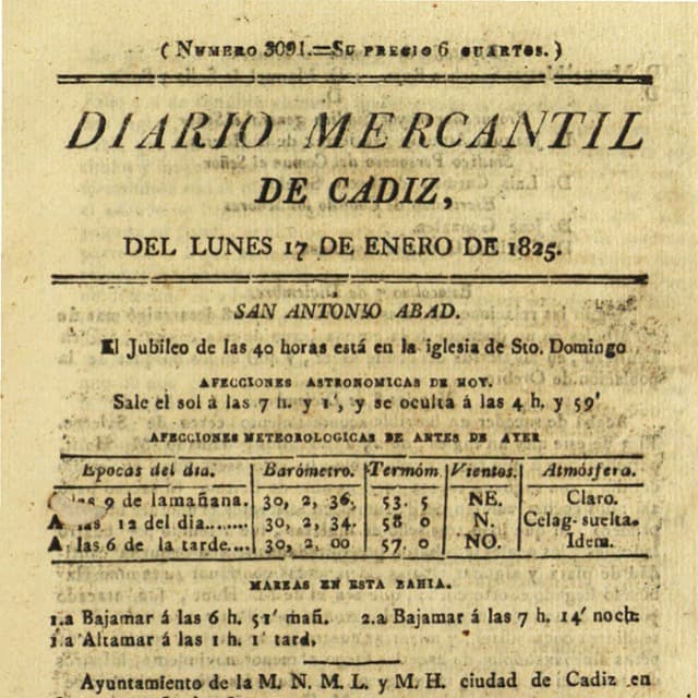 Diario Mercantil de Cádiz  - 17 Enero 1825 N°3091