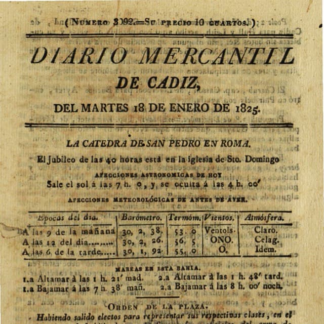 Diario Mercantil de Cádiz  - 18 Enero 1825 N°3092