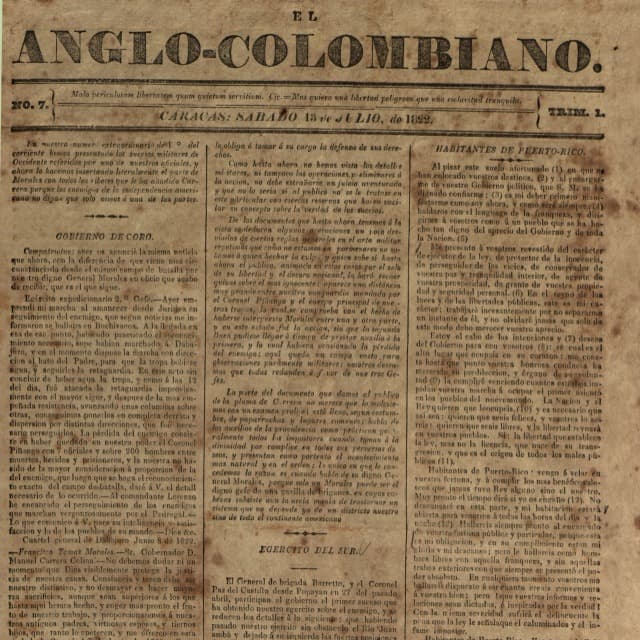 El Anglo-Colombiano - 13 Julio 1822 N°7