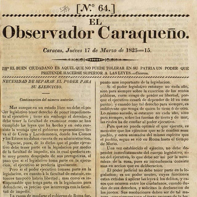 El Observador Caraqueño - 17 Marzo 1825 N°64