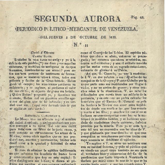 Segunda Aurora - 5 Octubre 1820 N°11