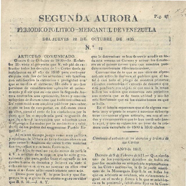 Segunda Aurora - 12 Octubre 1820 N°12