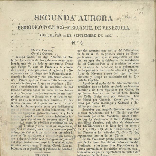 Segunda Aurora - 14 Septiembre 1820 N°8