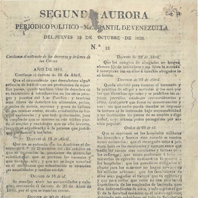 Segunda Aurora - 19 Octubre 1820 N°13