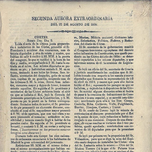 Segunda Aurora - 27 Agosto 1820 - Extraordinaria