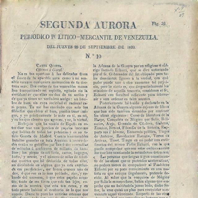 Segunda Aurora - 28 Septiembre 1820 - N°10