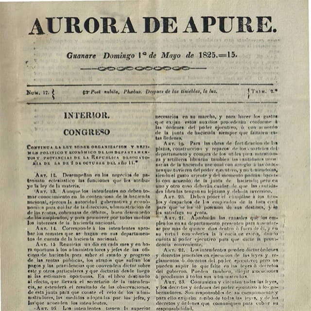 Aurora de Apure - 1 Mayo 1825 N°17