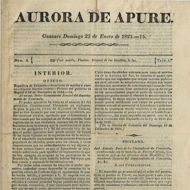 Aurora de Apure - 23 Enero 1825 N°3