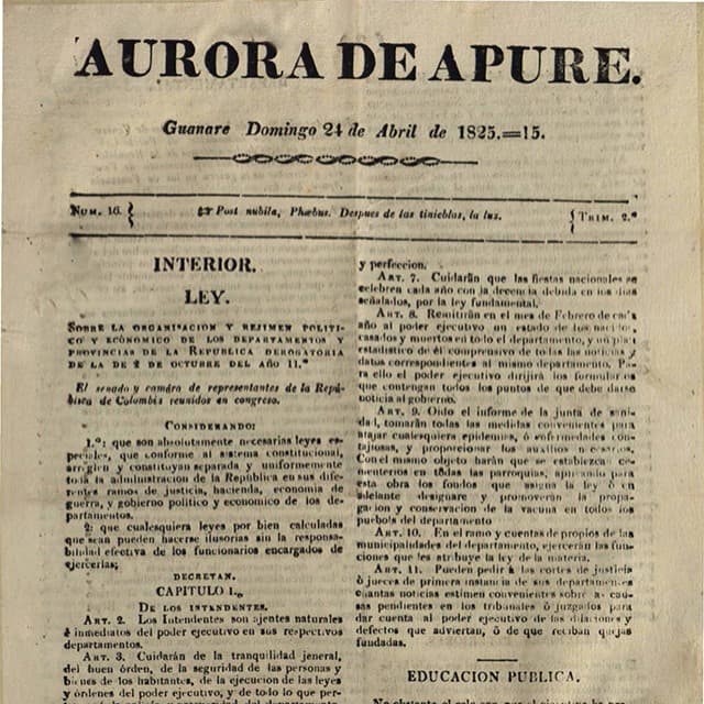 Aurora de Apure - 24 Abril 1825 N°16