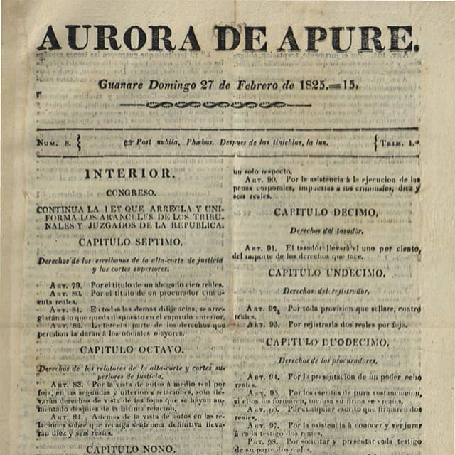 Aurora de Apure - 27 Febrero 1825 N°8