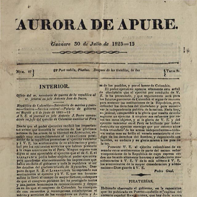 Aurora de Apure - 30 Julio 1825 N°27