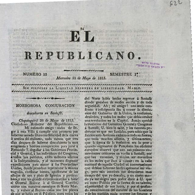 El Republicano de Tunja - 31 Mayo 1815 N°12