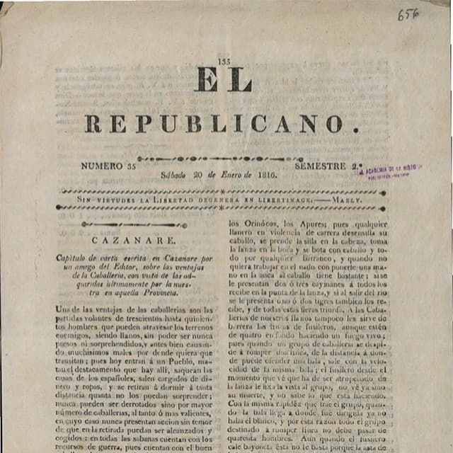 El Republicano de Tunja - 20 Enero 1816 N°35