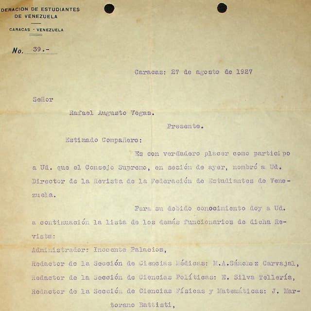 Archivo Rafael Vegas - 1927 Archivo Rafael Vegas - 1927